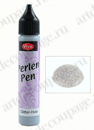Краска для создания жемчужин с бестками Perlen Pen Glitter Viva Decor 933 блестки голограмма, купить - магазин АртДекупаж